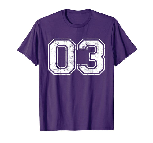 Number 03 Varsity Distressed T-Shirt - Casual Everyday Wear for Adults - T-Shirt, Sweatshirt, Hoodie