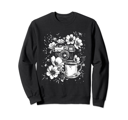 Photographer Coffee Camera Sweatshirt - Fun Novelty Design Men Women - T-Shirt, Sweatshirt, Hoodie