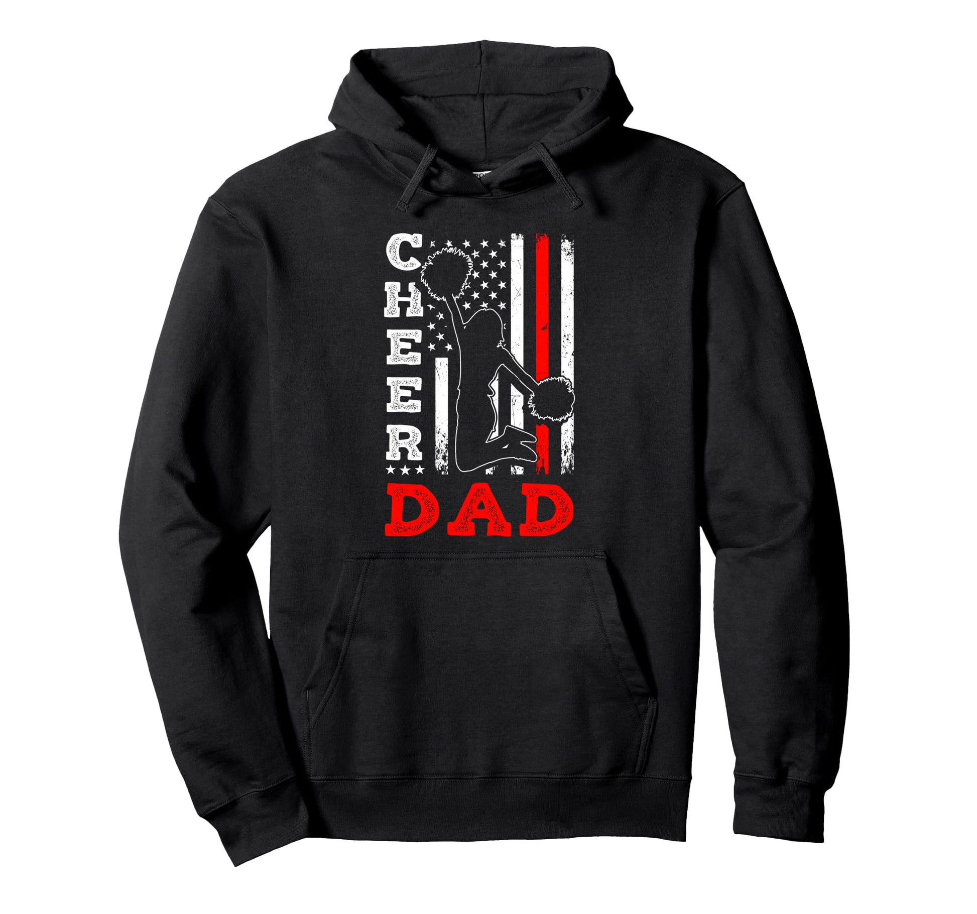 Cheer Dad American Flag Hoodie - Aesthetic Graphic Men Women - T-Shirt, Sweatshirt, Hoodie