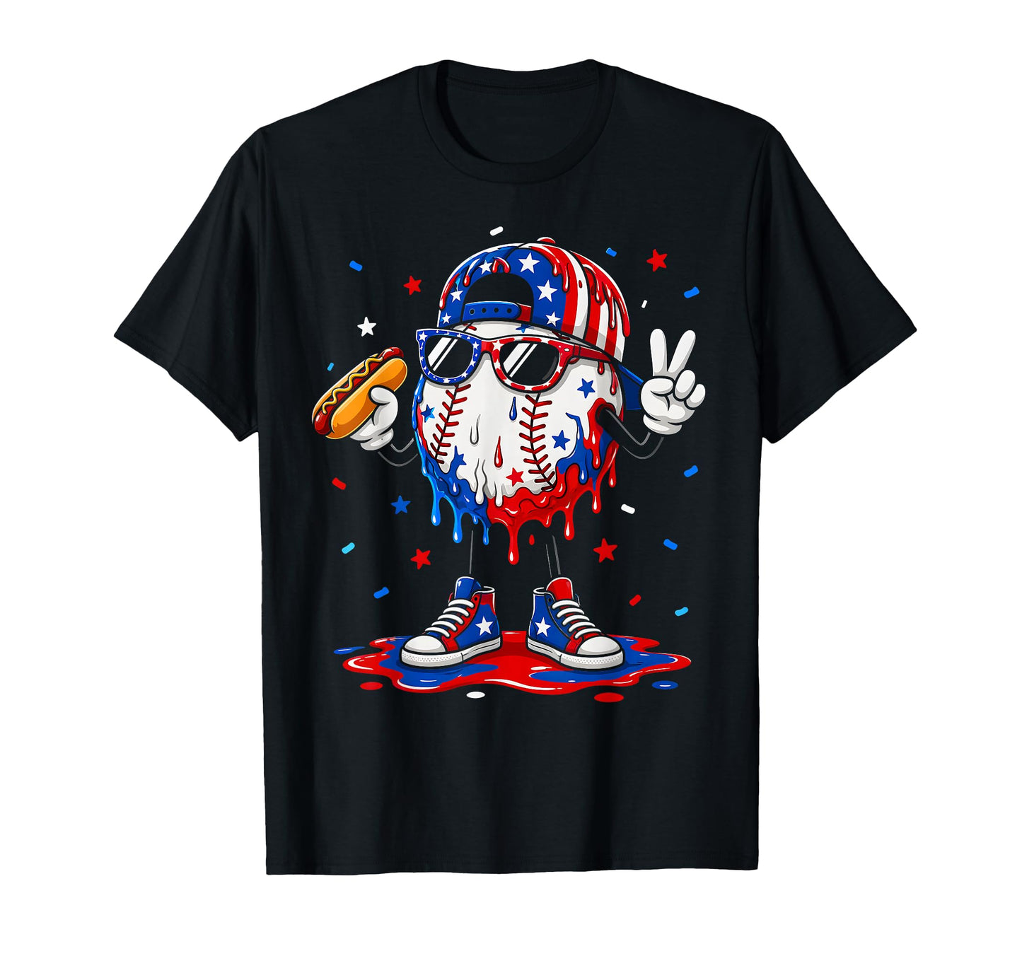 Baseball Ice Cream Drip Catcher T-Shirt - Aesthetic Graphic Men Women - T-Shirt, Sweatshirt, Hoodie