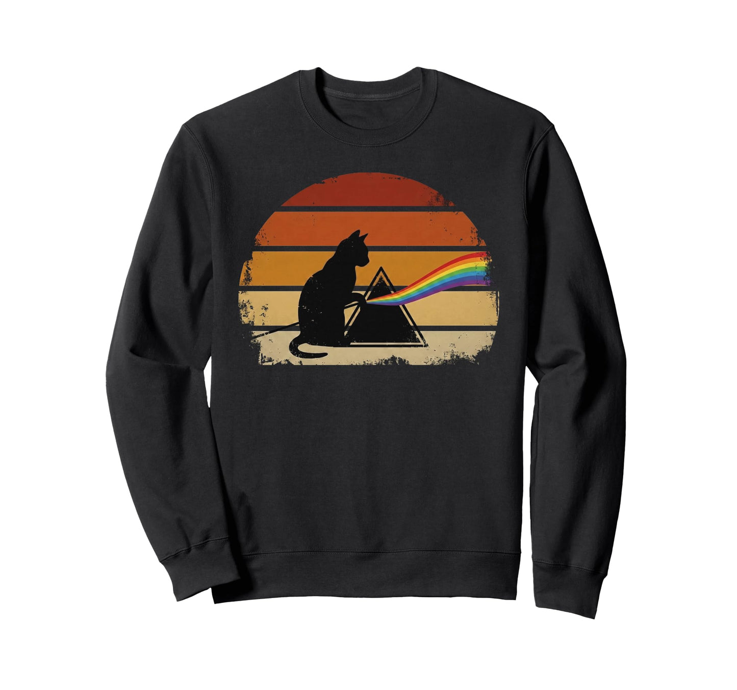 Cat Rainbow Light Prism Science Sweatshirt - Fun Novelty Design for Adults - T-Shirt, Sweatshirt, Hoodie