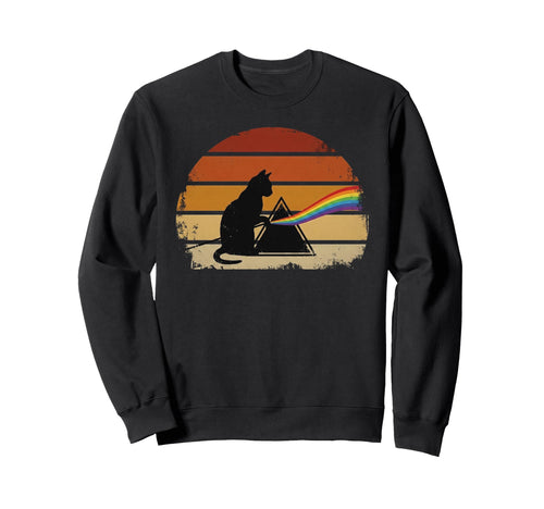 Cat Rainbow Light Prism Science Sweatshirt - Fun Novelty Design for Adults - T-Shirt, Sweatshirt, Hoodie
