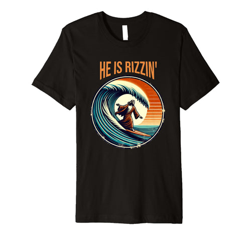 He Is Rizzin Jesus Surfing Funny Easter T-Shirt - Graphic Print Unisex - T-Shirt, Sweatshirt, Hoodie