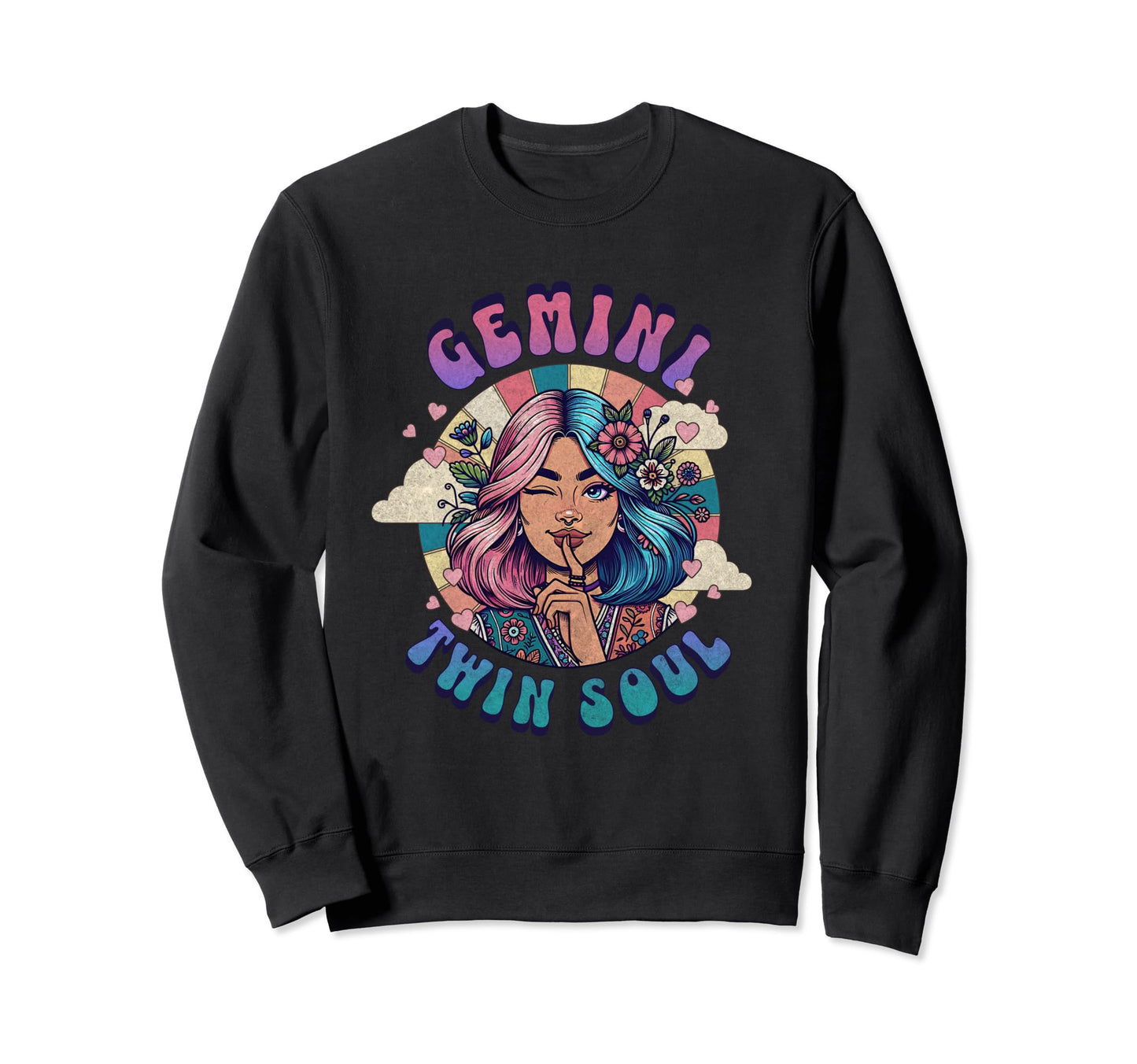 Gemini Twin Soul Hippie Bohemian Sweatshirt - Unique Graphic Men Women - T-Shirt, Sweatshirt, Hoodie