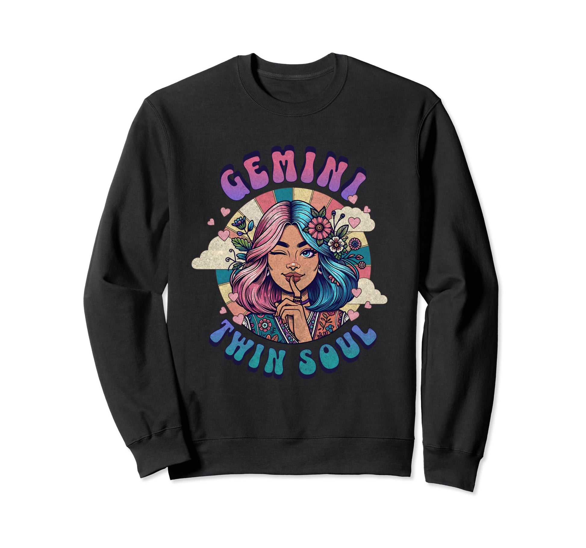 Gemini Twin Soul Hippie Bohemian Sweatshirt - Unique Graphic Men Women - T-Shirt, Sweatshirt, Hoodie