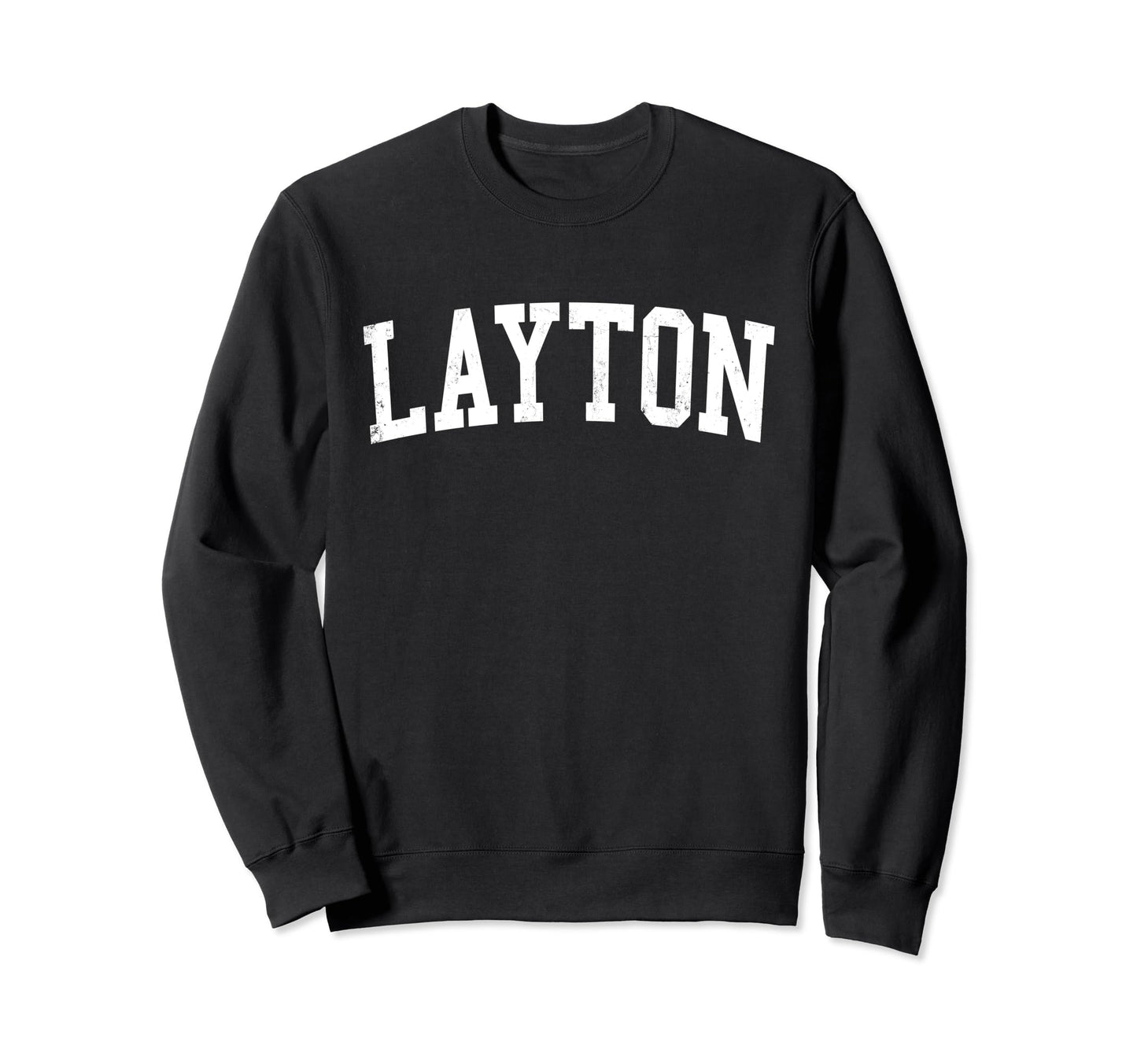 Layton Ut Distressed White Varsity Sweatshirt - Trendy Graphic for Adults - T-Shirt, Sweatshirt, Hoodie