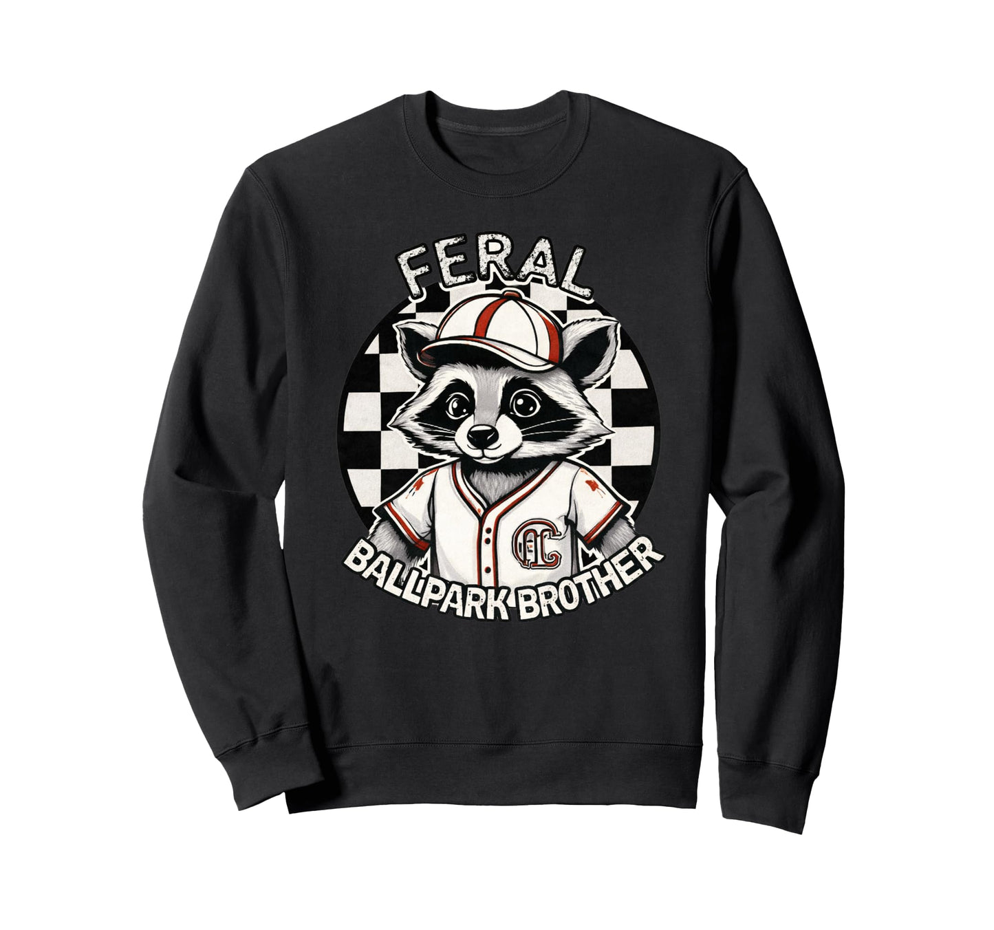 Raccoon And Scooter Feral Ballpark Sweatshirt - Minimalist Print Unisex - T-Shirt, Sweatshirt, Hoodie