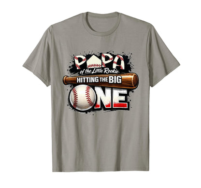 Daddy Papa Lil Rookie Baseball 1St Birthday T-Shirt - Graphic Print Unisex - T-Shirt, Sweatshirt, Hoodie