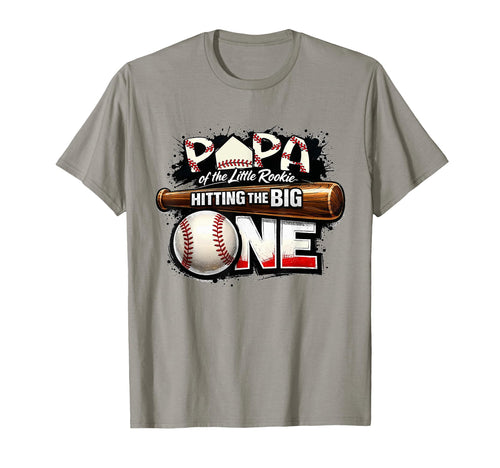 Daddy Papa Lil Rookie Baseball 1St Birthday T-Shirt - Graphic Print Unisex - T-Shirt, Sweatshirt, Hoodie