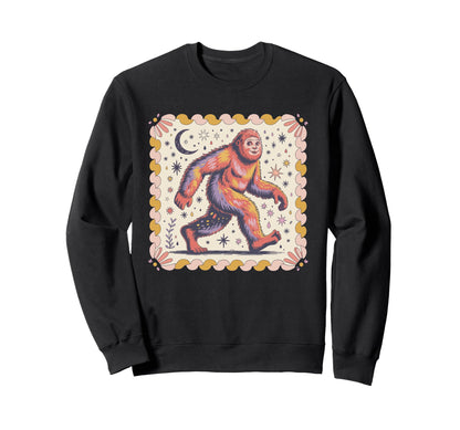 Psychedelic Bigfoot Walking Under Stars Sweatshirt - Novelty Apparel Unisex - T-Shirt, Sweatshirt, Hoodie