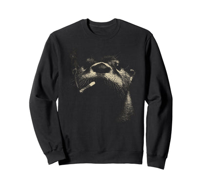Naughty Otter Smoking Cigarette Sweatshirt - Fun Novelty Design Unisex - T-Shirt, Sweatshirt, Hoodie