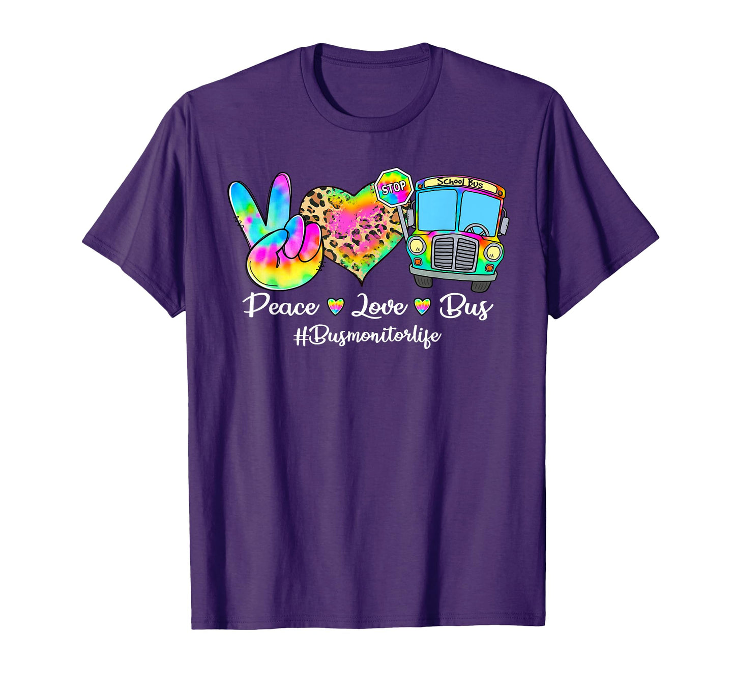Peace Love Bus Tie Dye Leopard Bus T-Shirt - Streetwear Style for Adults - T-Shirt, Sweatshirt, Hoodie