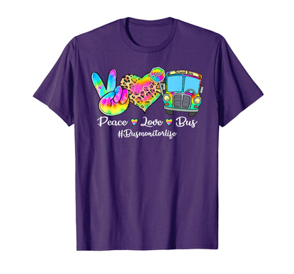 Peace Love Bus Tie Dye Leopard Bus T-Shirt - Streetwear Style for Adults - T-Shirt, Sweatshirt, Hoodie