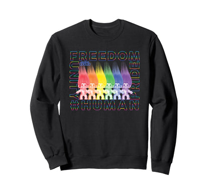Good Luck Trolls Freedom Rainbow Sweatshirt - Aesthetic Graphic Unisex - T-Shirt, Sweatshirt, Hoodie