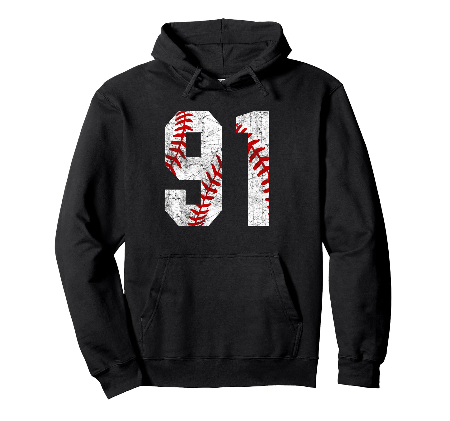 Distressed Baseball Number 91 Jersey Hoodie - Aesthetic Graphic Unisex - T-Shirt, Sweatshirt, Hoodie
