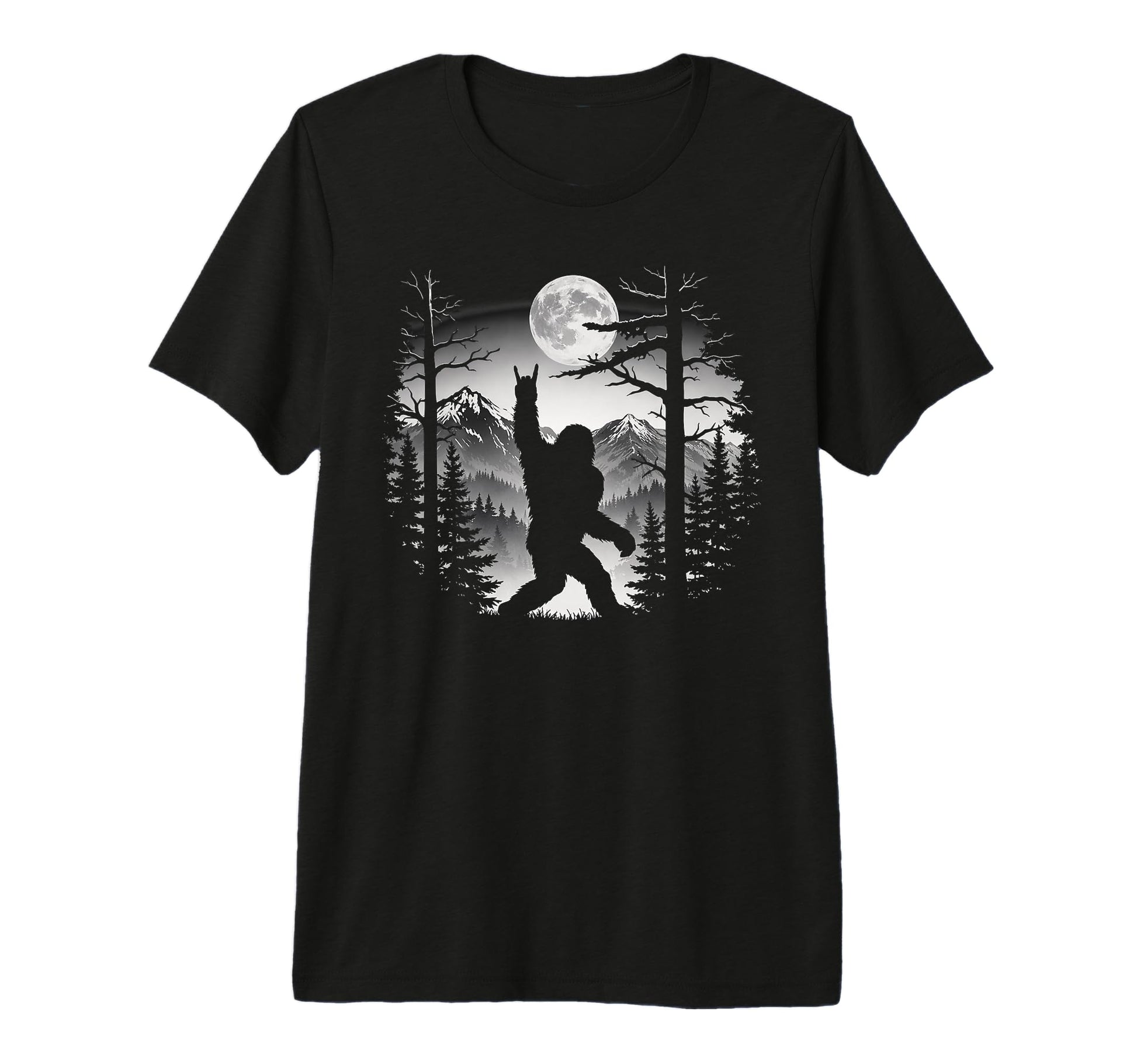 Bigfoot Rock Moon Forest Sasquatch T-Shirt - Minimalist Print Men Women - T-Shirt, Sweatshirt, Hoodie