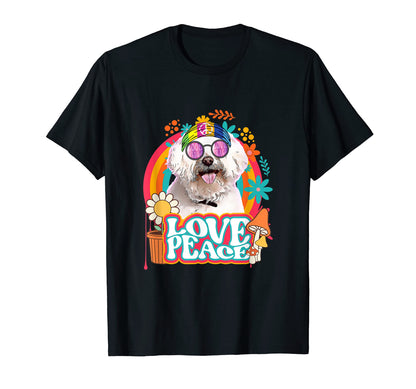 Hippie Maltese Dog 60S 70S Peace Sign T-Shirt - Streetwear Style Unisex - T-Shirt, Sweatshirt, Hoodie
