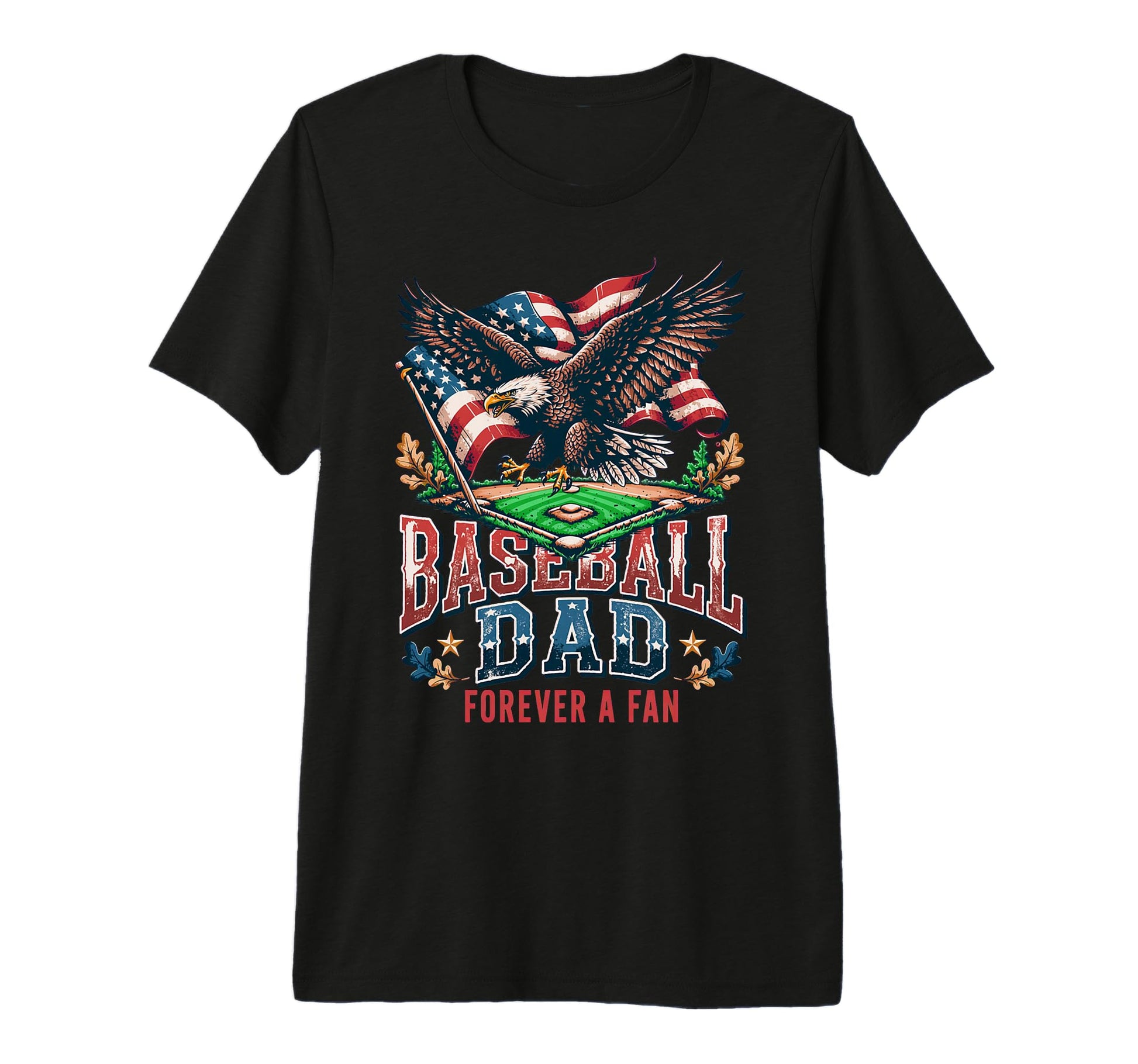 Mens Baseball Dad Forever Fan Proud T-Shirt - Custom Art Print Unisex - T-Shirt, Sweatshirt, Hoodie