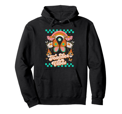 Teacher Vibes Boho Rainbow Daisy Back To Hoodie - Graphic Print for Adults - T-Shirt, Sweatshirt, Hoodie