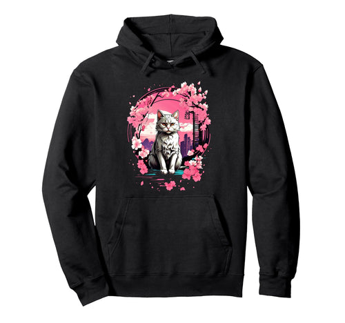 Anime Cat Japanese Aesthetic Japan Hoodie - Novelty Apparel for Adults - T-Shirt, Sweatshirt, Hoodie