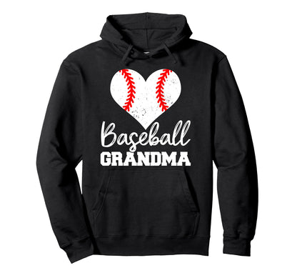 Baseball Grandma Heart Funny Heartfelt Hoodie - Trendy Graphic Men Women - T-Shirt, Sweatshirt, Hoodie