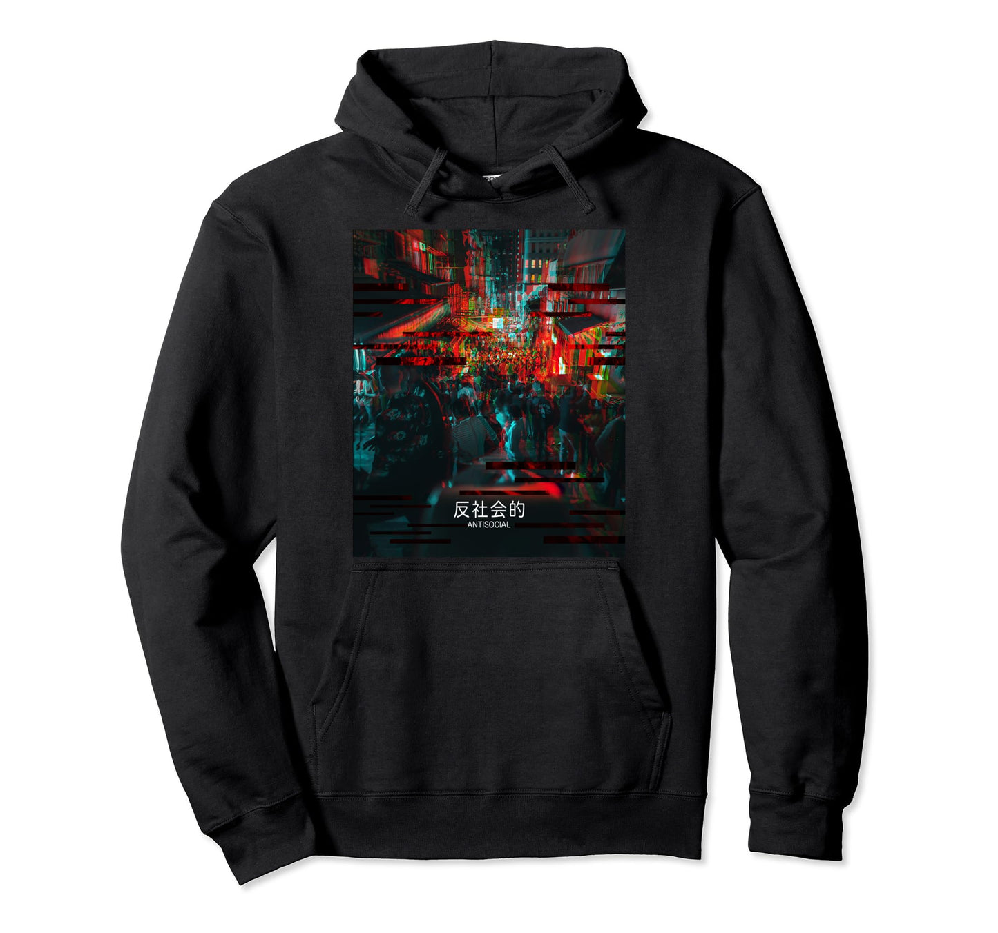 Antisocial Glitch Aesthetic Japan Tokyo Hoodie - Graphic Print Unisex - T-Shirt, Sweatshirt, Hoodie