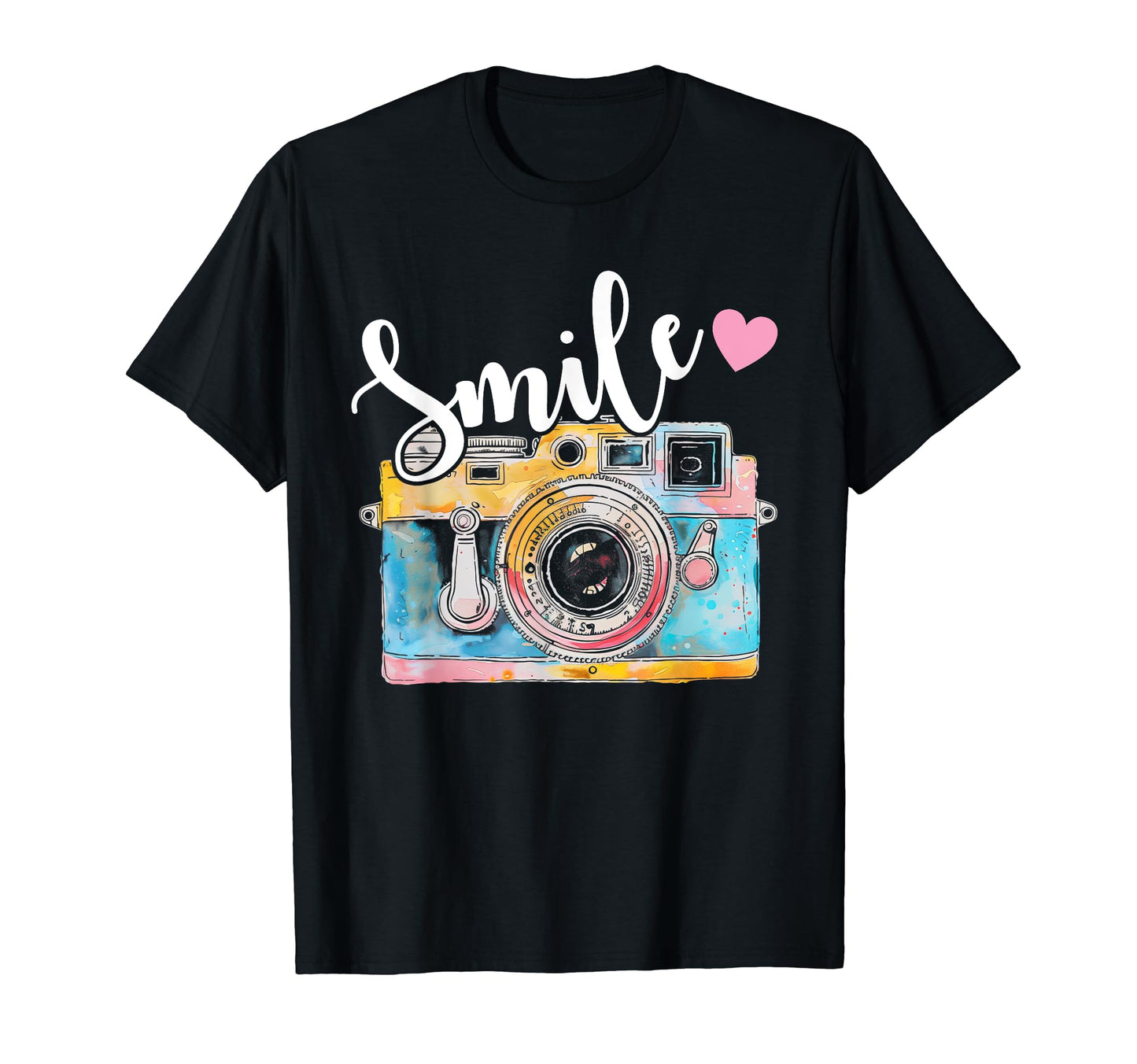 Photographer Smile Camera Funny T-Shirt - Graphic Print Men Women - T-Shirt, Sweatshirt, Hoodie