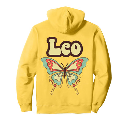 Leo Zodiac Butterfly Boho Hoodie - Casual Everyday Wear Men Women - T-Shirt, Sweatshirt, Hoodie