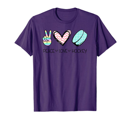 Peace Love Hockey Teen Small T-Shirt - Fun Novelty Design Unisex - T-Shirt, Sweatshirt, Hoodie