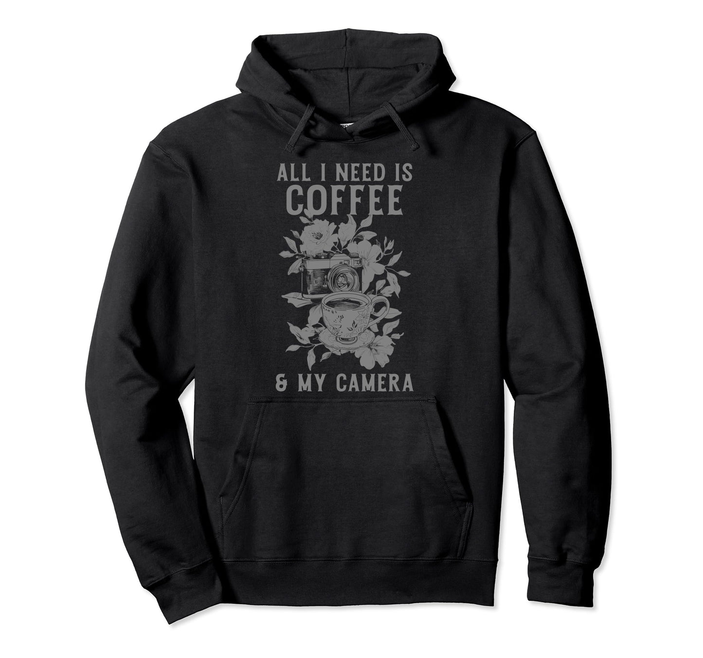 Coffee Camera Photographer Flowers Hoodie - Custom Art Print for Adults - T-Shirt, Sweatshirt, Hoodie