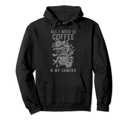 Coffee Camera Photographer Flowers Hoodie - Custom Art Print for Adults - T-Shirt, Sweatshirt, Hoodie
