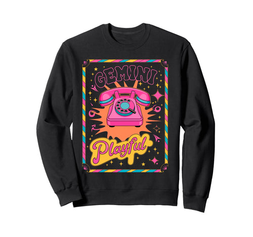 Gemini Playful Boho Phone Zodiac Sign Sweatshirt - Graphic Print Men Women - T-Shirt, Sweatshirt, Hoodie