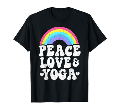 Peace Love Yoga Rainbow Hippie Yoga T-Shirt - Graphic Print Men Women - T-Shirt, Sweatshirt, Hoodie
