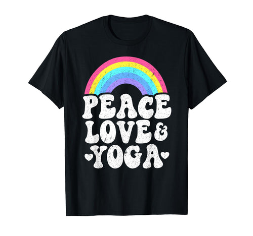Peace Love Yoga Rainbow Hippie Yoga T-Shirt - Graphic Print Men Women - T-Shirt, Sweatshirt, Hoodie