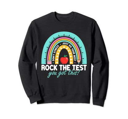 Test Day Teacher Rock Test Day Sweatshirt - Minimalist Print Men Women - T-Shirt, Sweatshirt, Hoodie