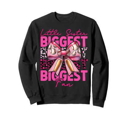 Baseball Sister Coquette Bow Little Sweatshirt - Minimalist Print Unisex - T-Shirt, Sweatshirt, Hoodie