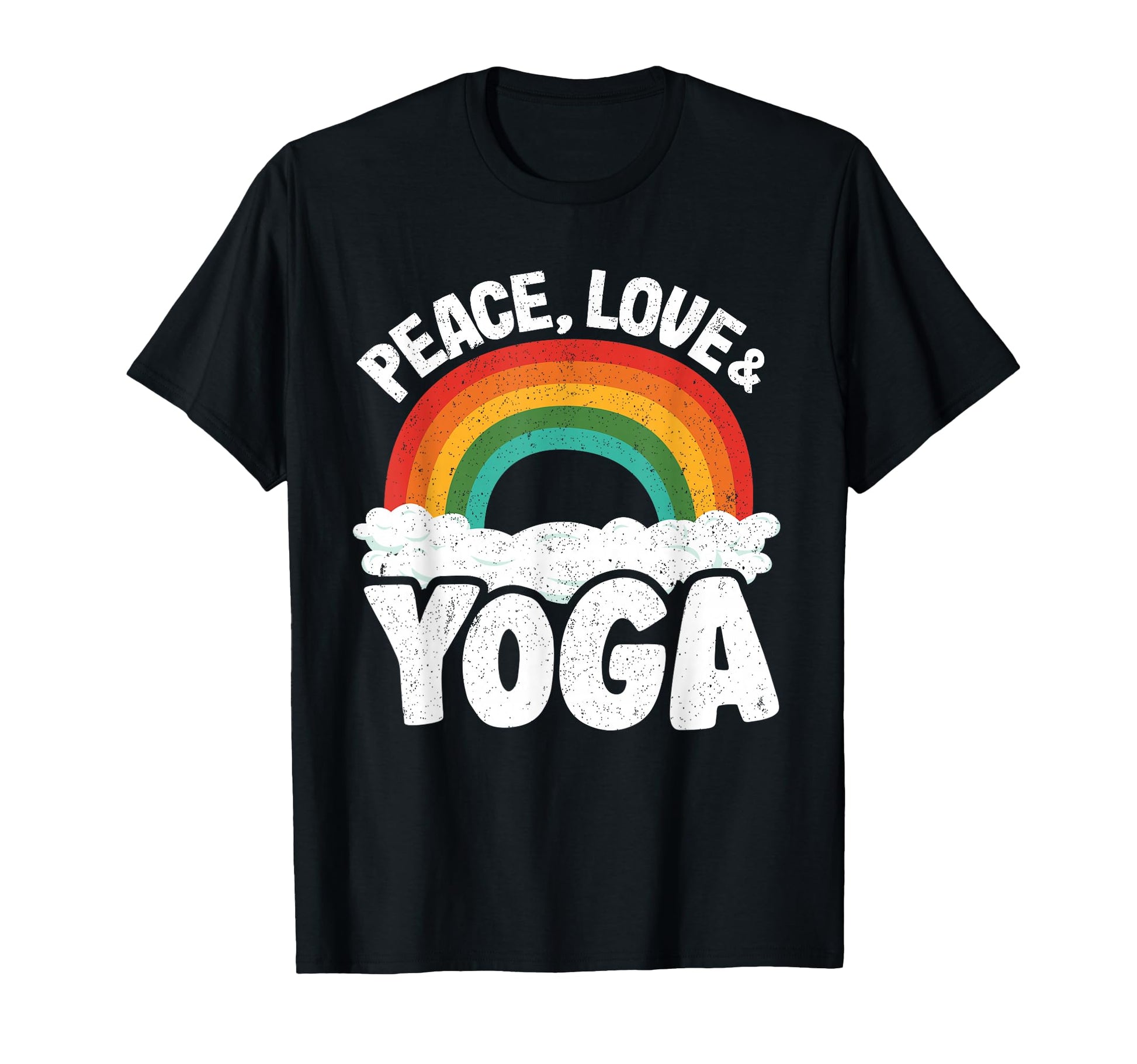Peace Love Yoga Rainbow Hippie Yoga T-Shirt - Novelty Apparel for Adults - T-Shirt, Sweatshirt, Hoodie
