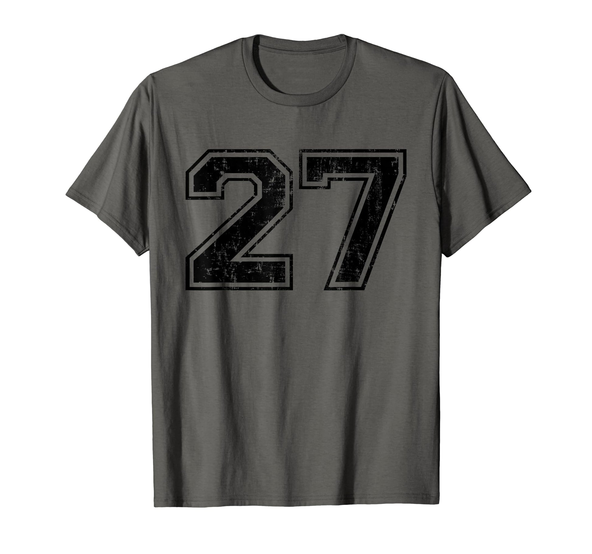 Number 27 Varsity Distressed Sport T-Shirt - Fun Novelty Design for Adults - T-Shirt, Sweatshirt, Hoodie