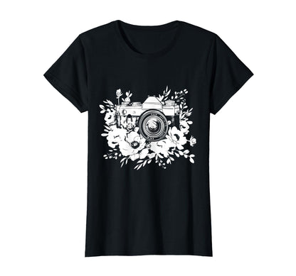 Photographer Camera Flowers Photography T-Shirt - Graphic Print for Adults - T-Shirt, Sweatshirt, Hoodie