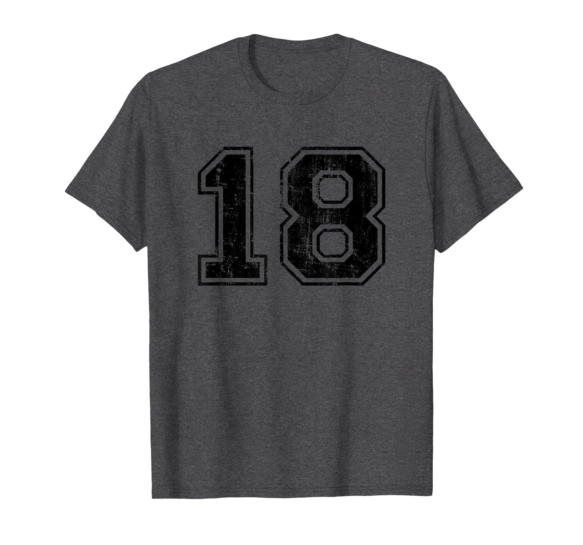 Number 18 Varsity Distressed Sport Team T-Shirt - Graphic Print Unisex - T-Shirt, Sweatshirt, Hoodie