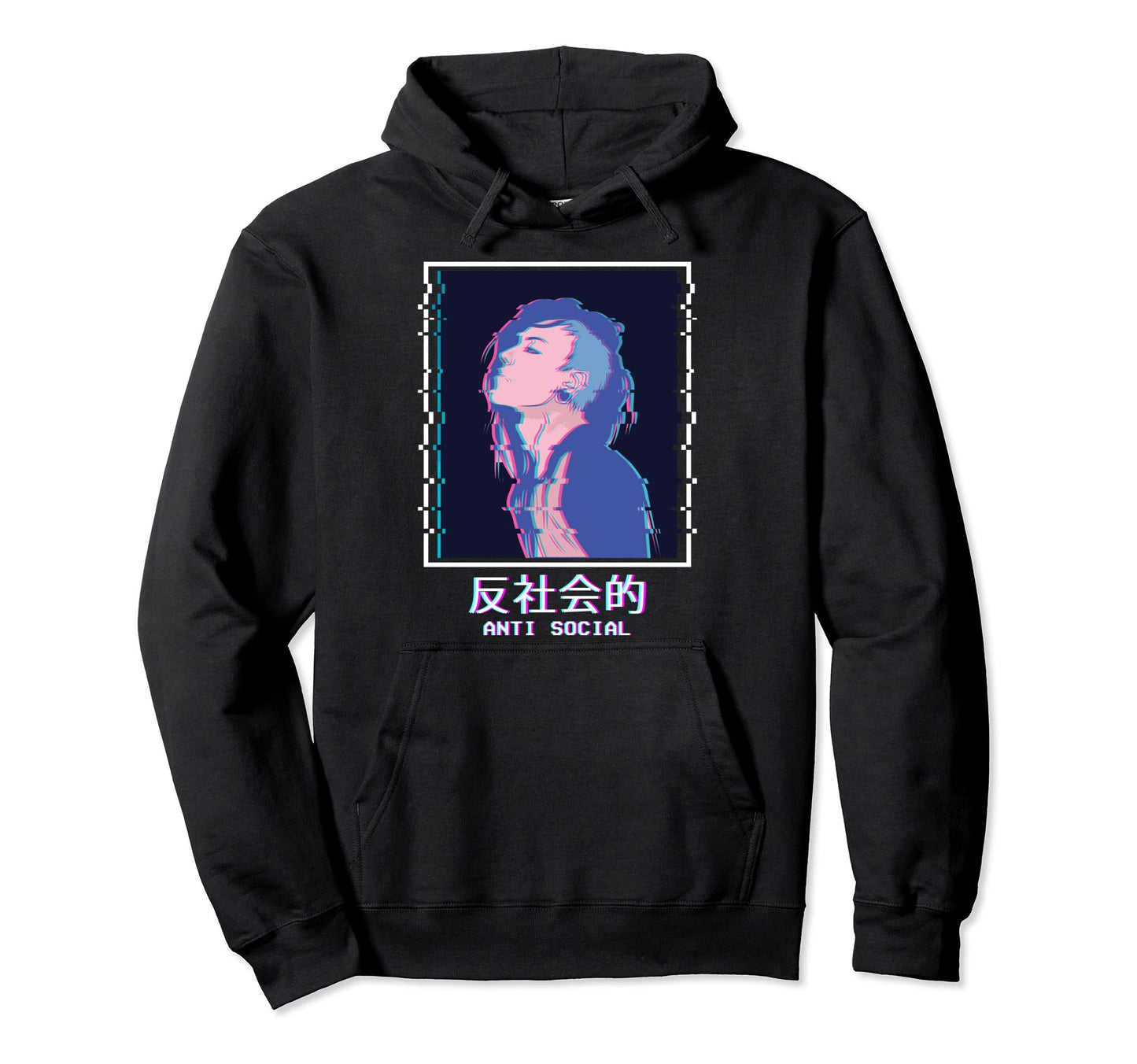 Vaporwave Aesthetic Antisocial Anime Hoodie - Trendy Graphic for Adults - T-Shirt, Sweatshirt, Hoodie