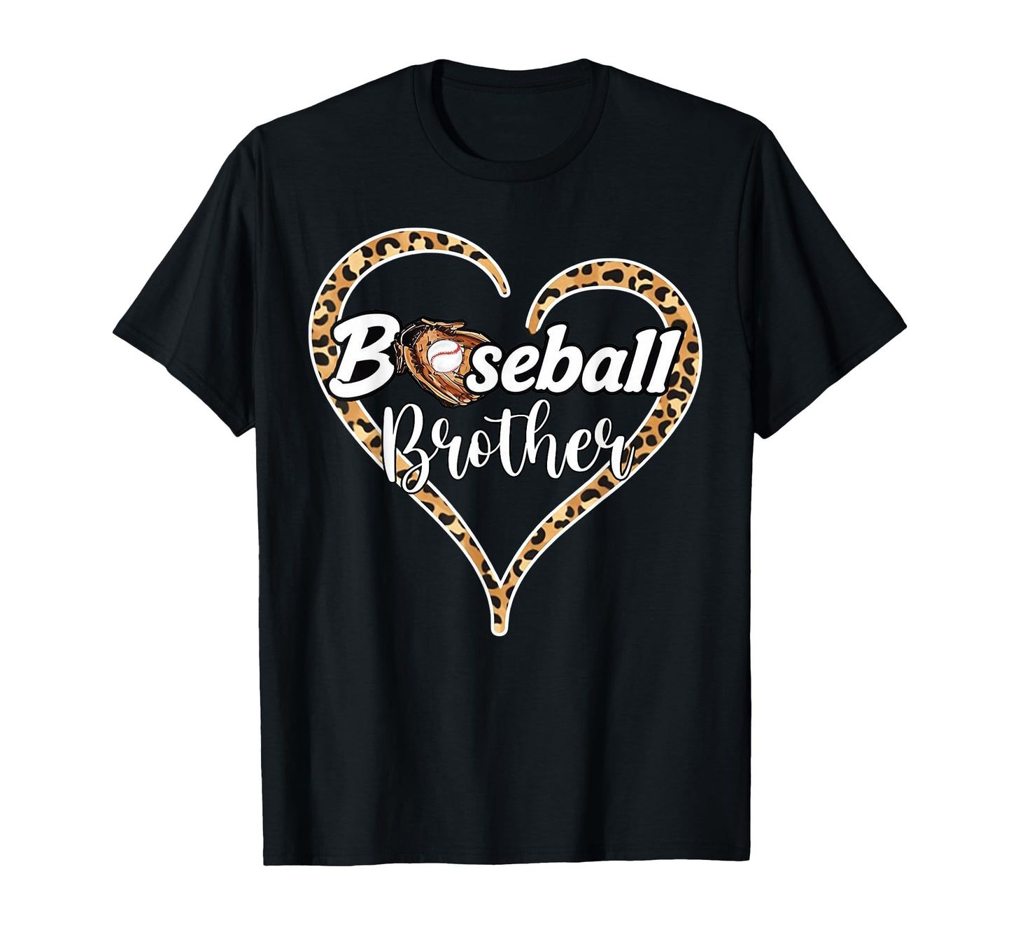 Baseball Brother Leopard Heart T-Shirt - Aesthetic Graphic for Adults - T-Shirt, Sweatshirt, Hoodie