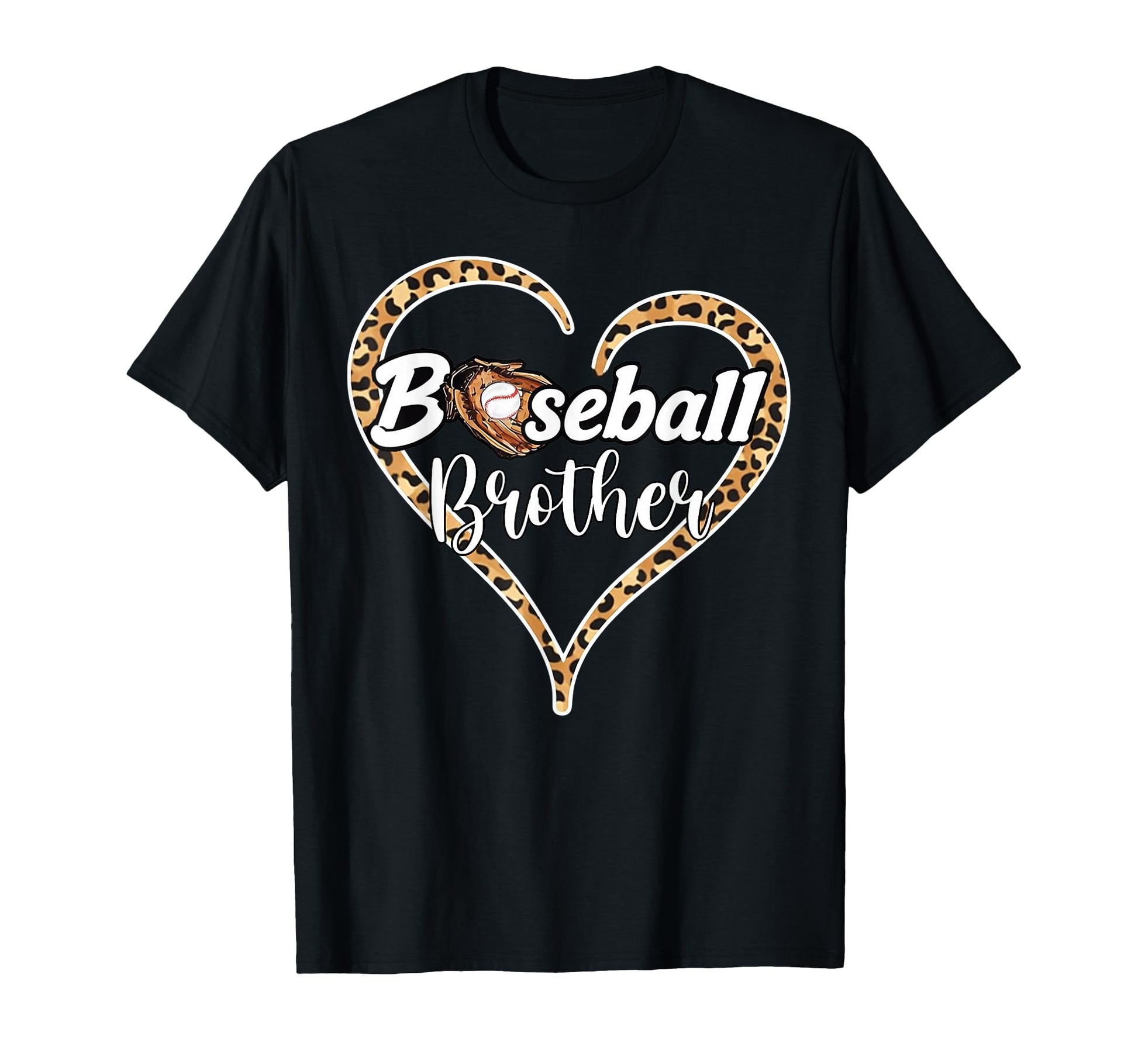 Baseball Brother Leopard Heart T-Shirt - Aesthetic Graphic for Adults - T-Shirt, Sweatshirt, Hoodie
