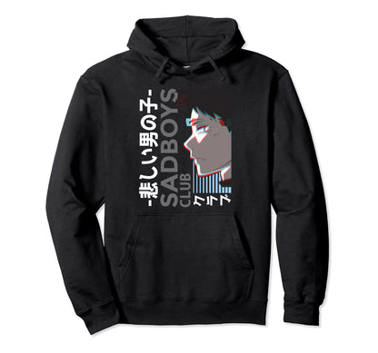 Vaporwave Japanese Manga Aesthetic Sad Hoodie - Novelty Apparel for Adults - T-Shirt, Sweatshirt, Hoodie