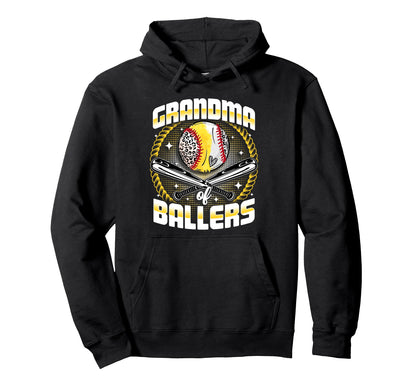 Baseball Softball Grandma Ballers Hoodie - Novelty Apparel Men Women - T-Shirt, Sweatshirt, Hoodie