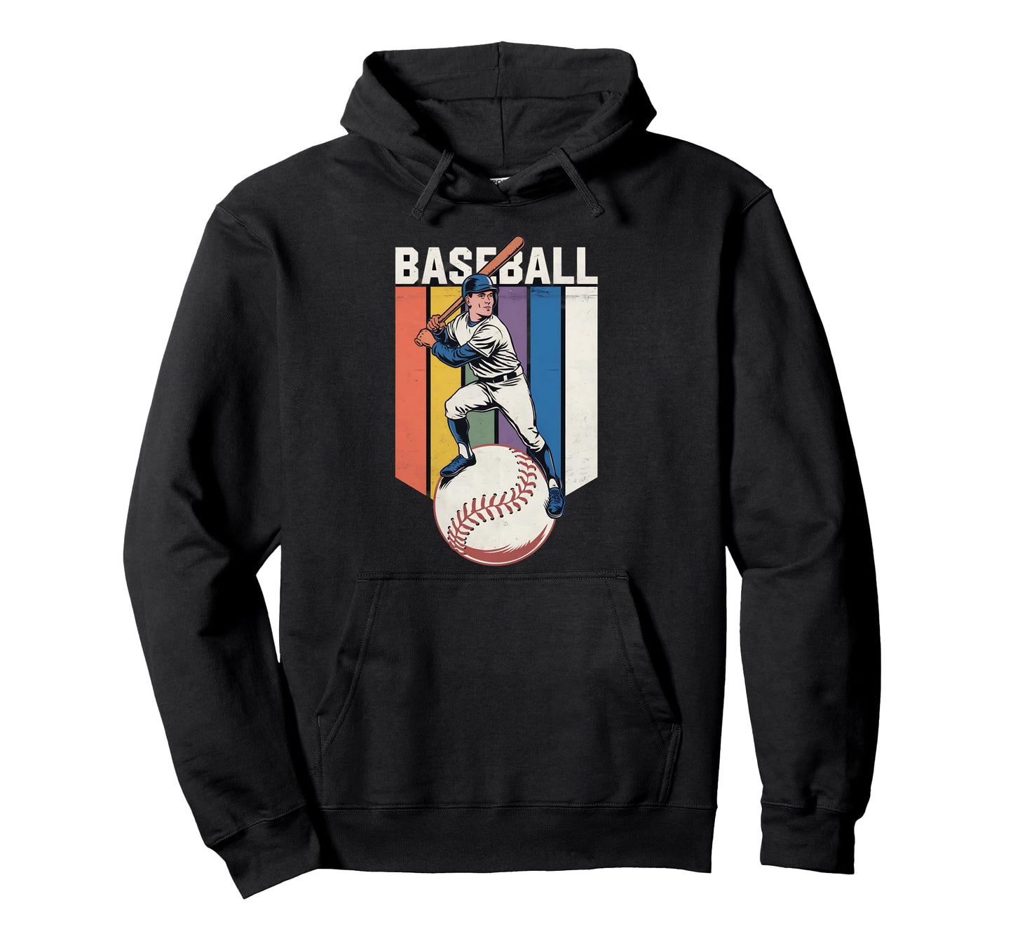 Baseball Player Sports Rainbow Stripes Hoodie - Streetwear Style for Adults - T-Shirt, Sweatshirt, Hoodie