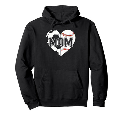 Ball Mom Soccer Football Baseball Mom Both Hoodie - Unique Graphic Unisex - T-Shirt, Sweatshirt, Hoodie