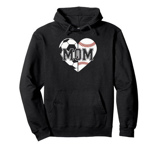 Ball Mom Soccer Football Baseball Mom Both Hoodie - Unique Graphic Unisex - T-Shirt, Sweatshirt, Hoodie