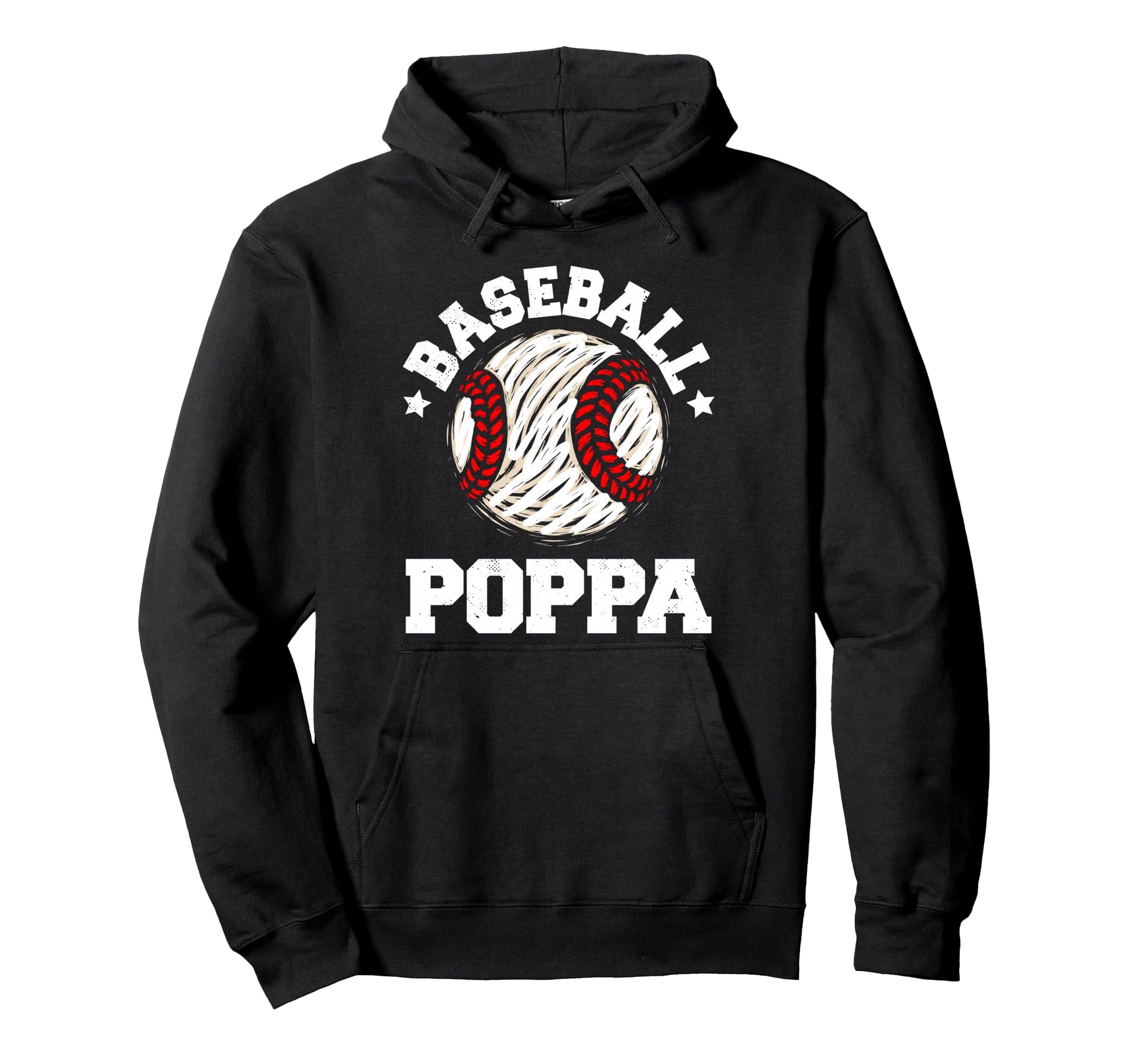 Baseball Poppa Distressed Funny Hoodie - Aesthetic Graphic for Adults - T-Shirt, Sweatshirt, Hoodie
