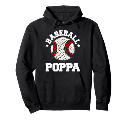 Baseball Poppa Distressed Funny Hoodie - Aesthetic Graphic for Adults - T-Shirt, Sweatshirt, Hoodie